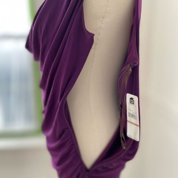 NWT Laundry by Design Ruched Stretchy Sheath Dress Sequins Ambrosia Plum 12 - Picture 4 of 14